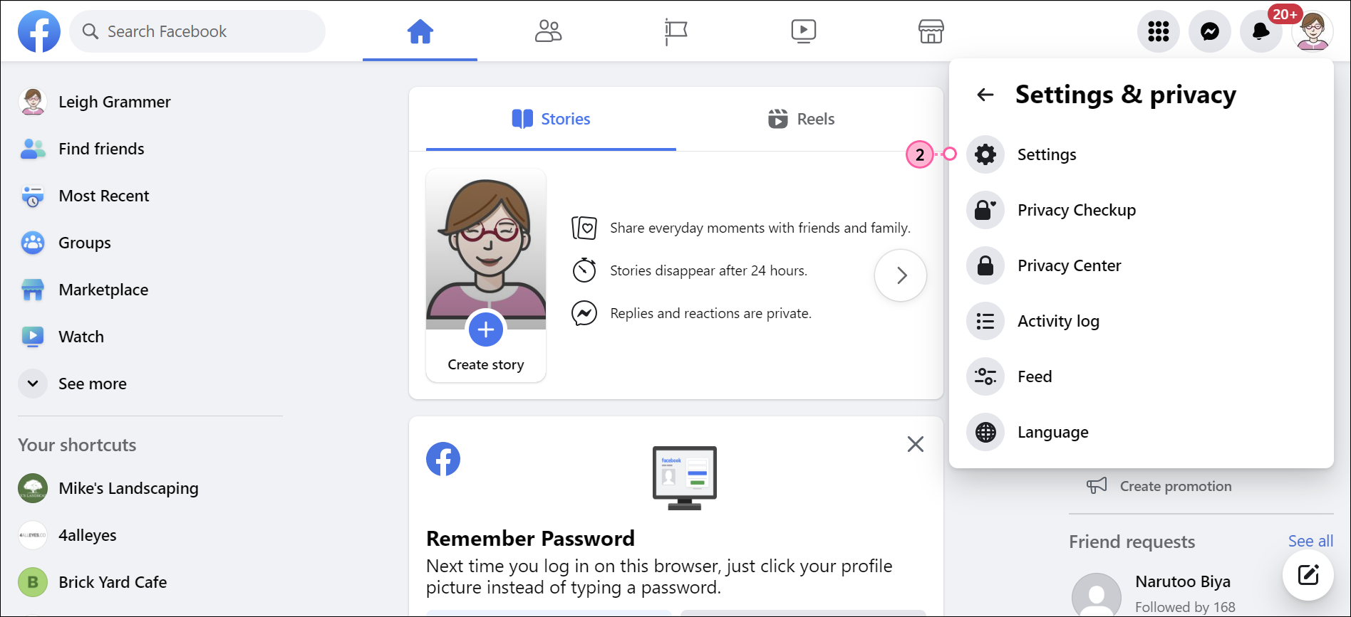 Settings & Privacy Menu and Settings Option