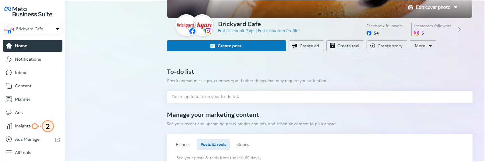 Facebook Publishing Tools menu with Posts section and Published Posts option, Search field and search results, with individual post