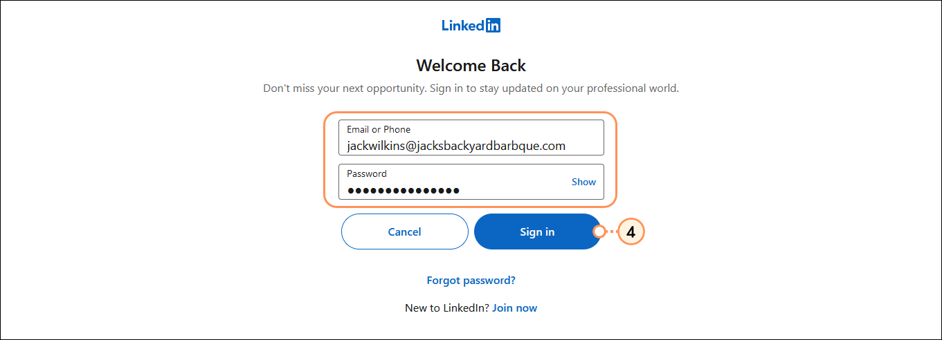 Email or Phone field, Password field, and Sign in button