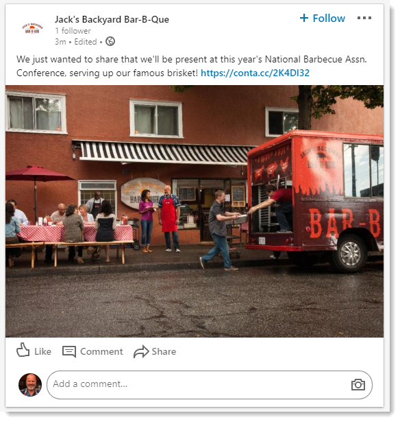 Example LinkedIn Post in a Desktop Feed