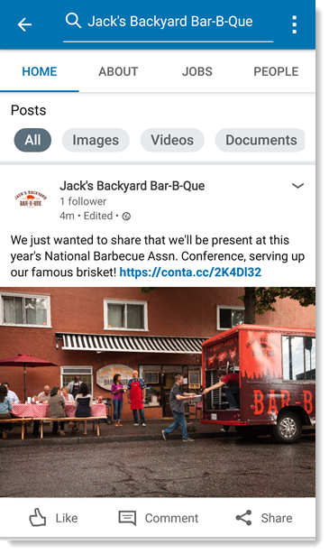 Example LinkedIn Post in a Mobile Feed