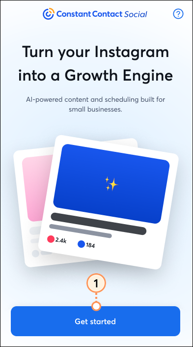 CTCT Social Onboarding Get Started button