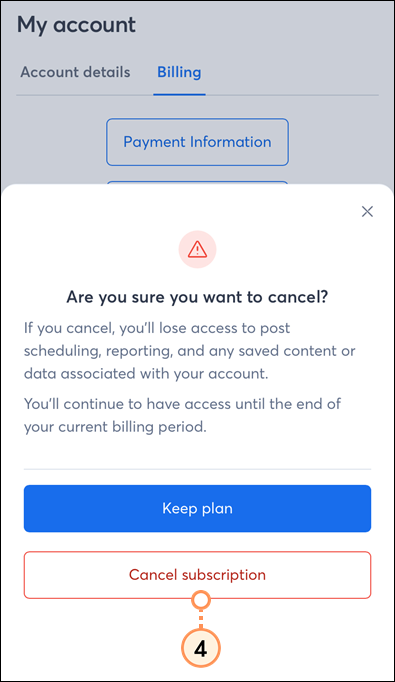 Cancel subscription button