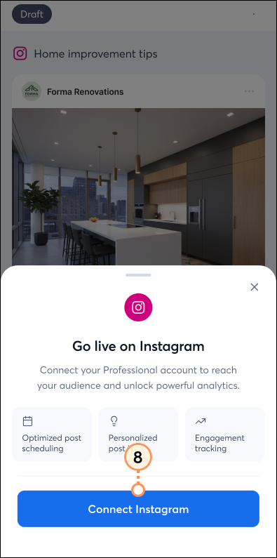 Connect Instagram button