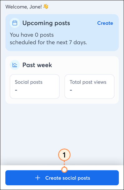 Dashboard Create Social Posts button