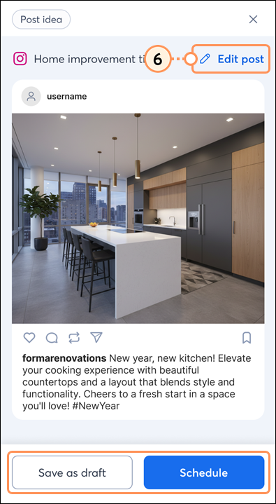 Edit post, save, or schedule