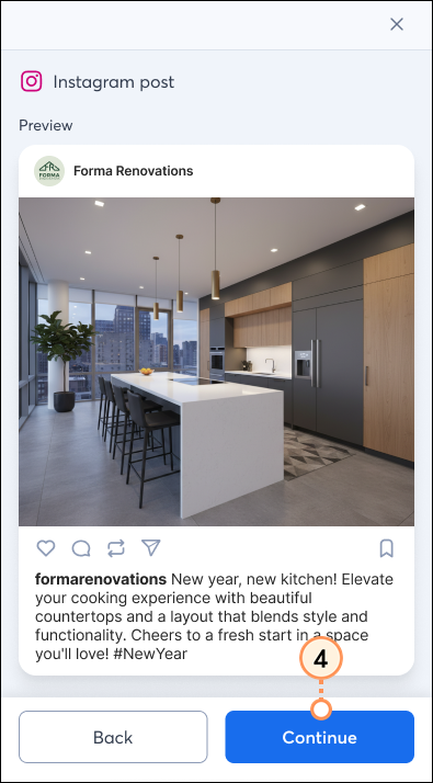 Post preview and continue button