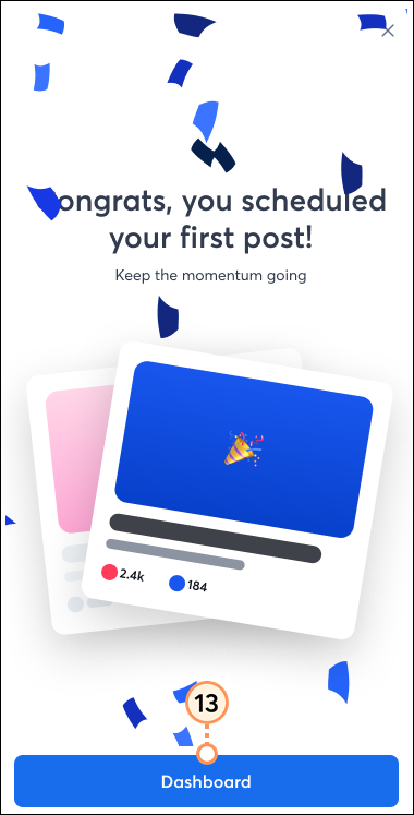 Success page and Dashboard button