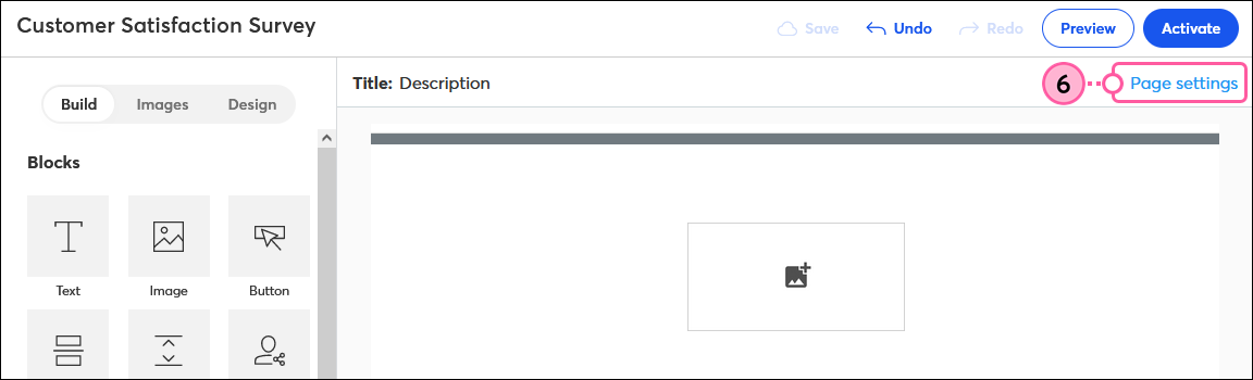 Enlace a Survey Page Settings (Configuración de página de encuesta)