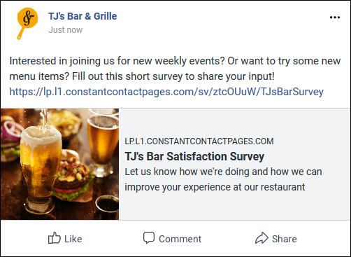 Example of a social post promoting a survey