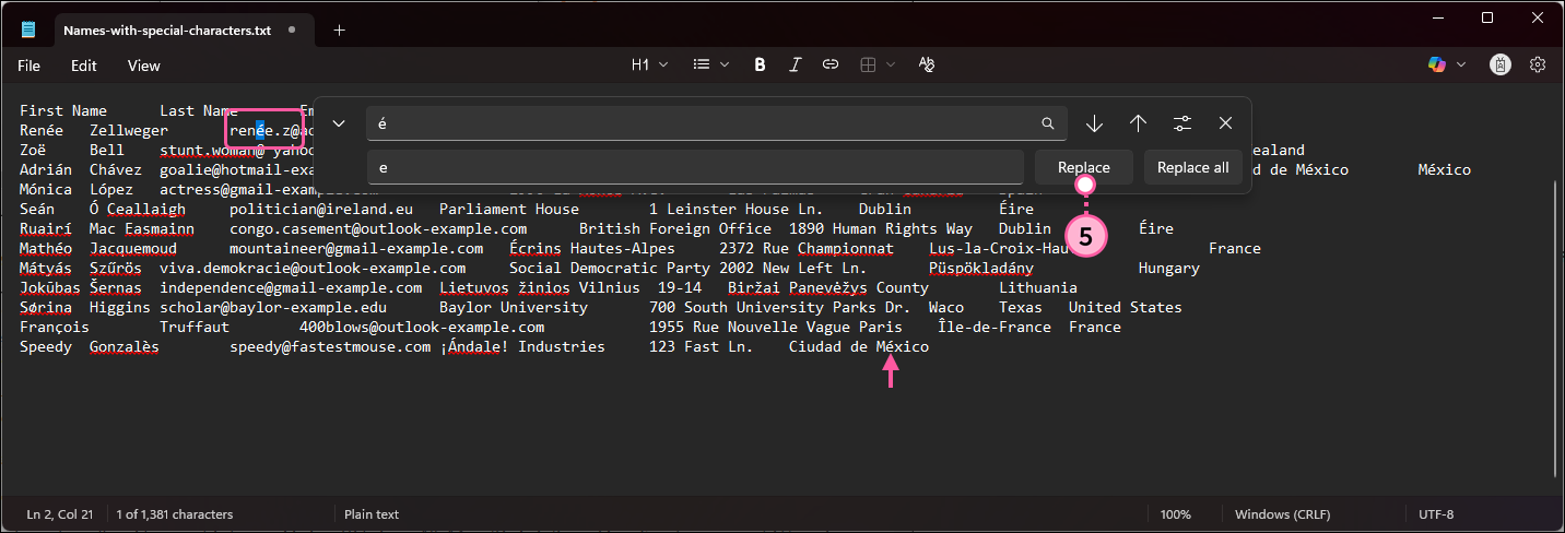 Notepad Replace overlay and Replace button