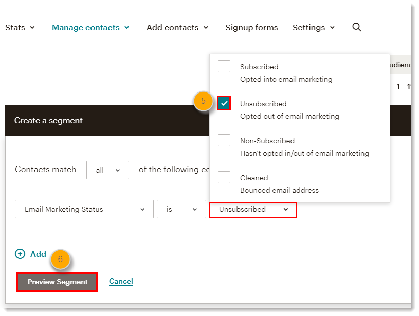 Export subscribed and unsubscribed contacts from Mailchimp to import