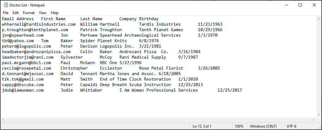 Formatted Text File