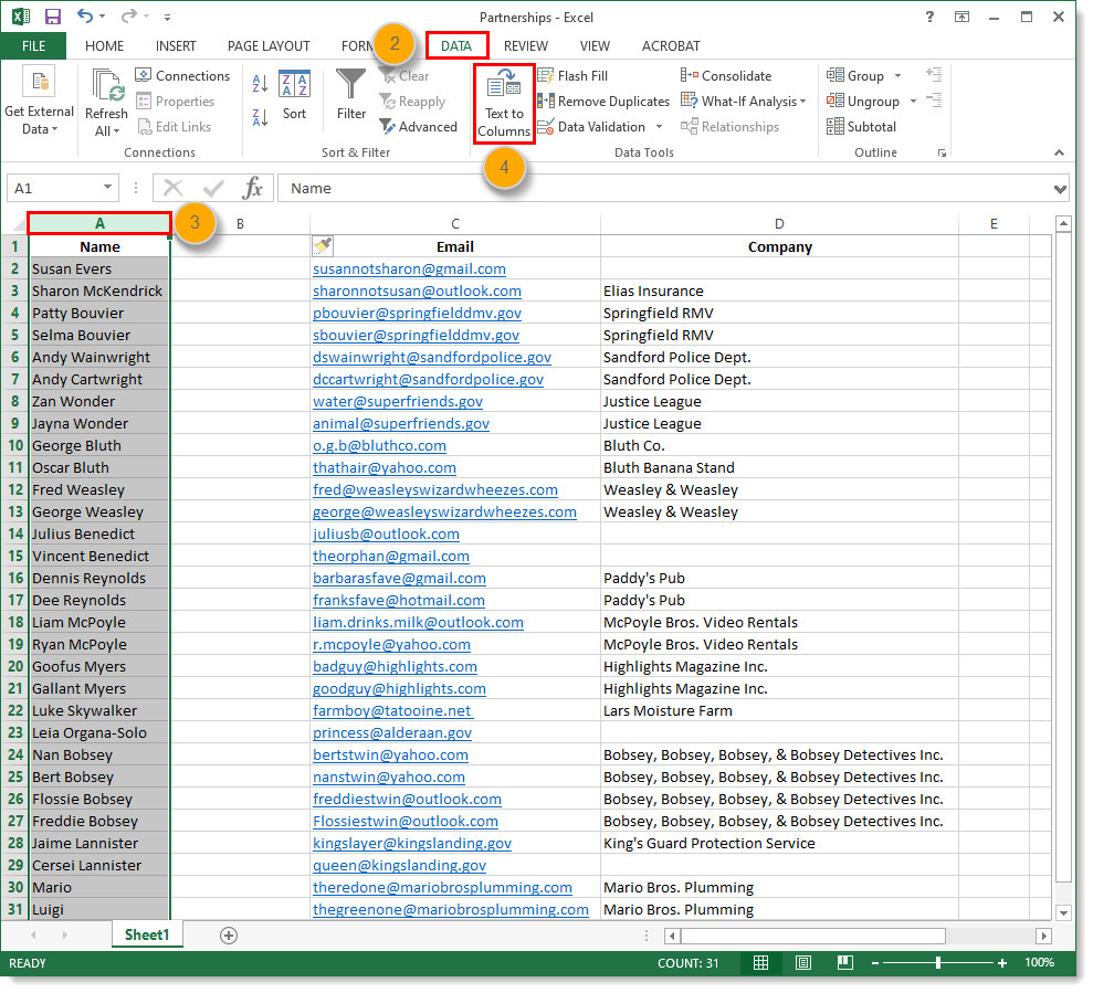 Separate First And Last Names In An Excel Spreadsheet