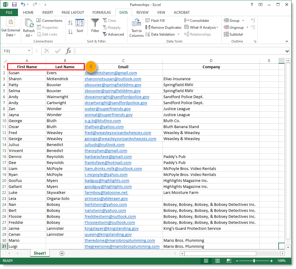 Separate First And Last Names In An Excel Spreadsheet