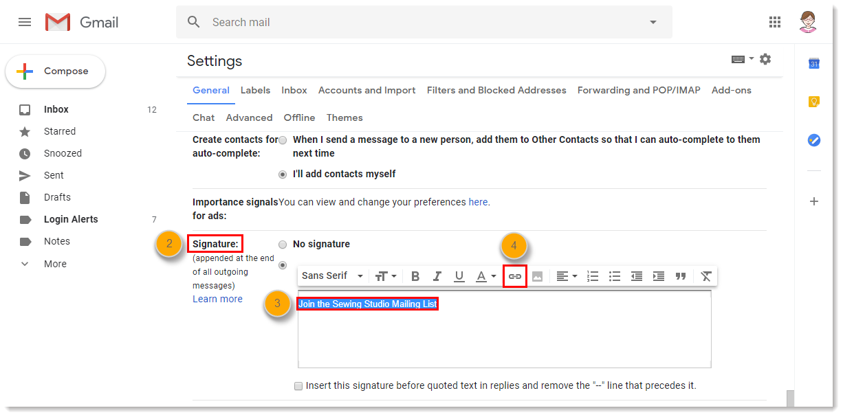 how to add footnote in gmail