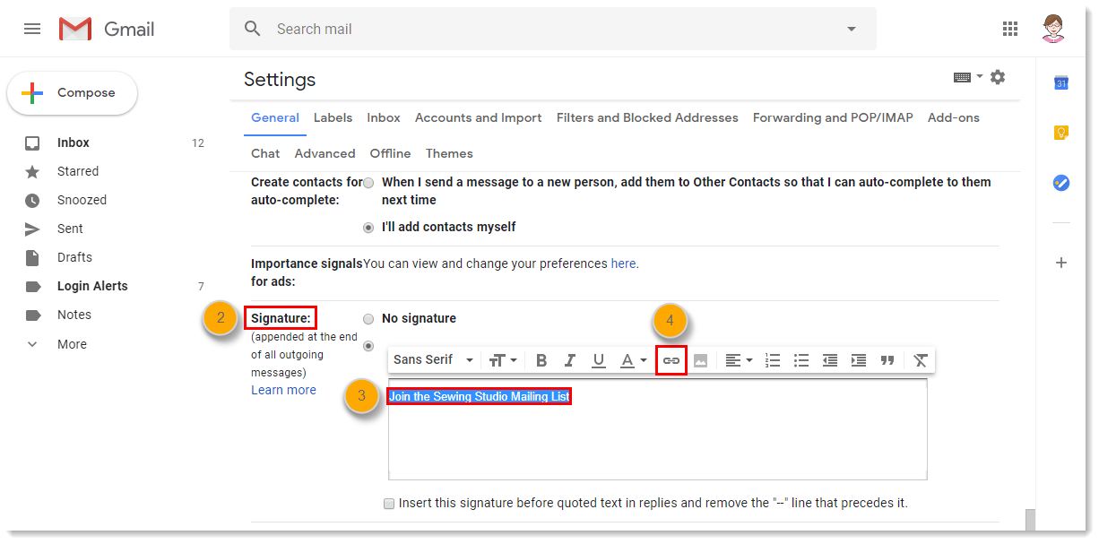 how to add footnote in gmail