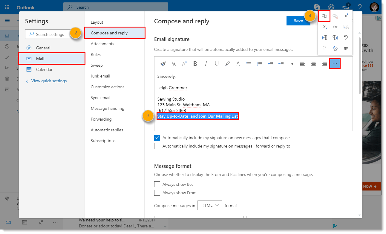 how to change email signature in outlook 2003