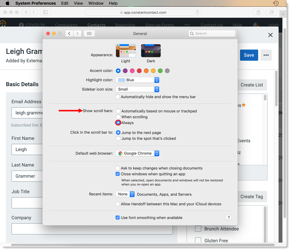 mac finder window size no scroll right