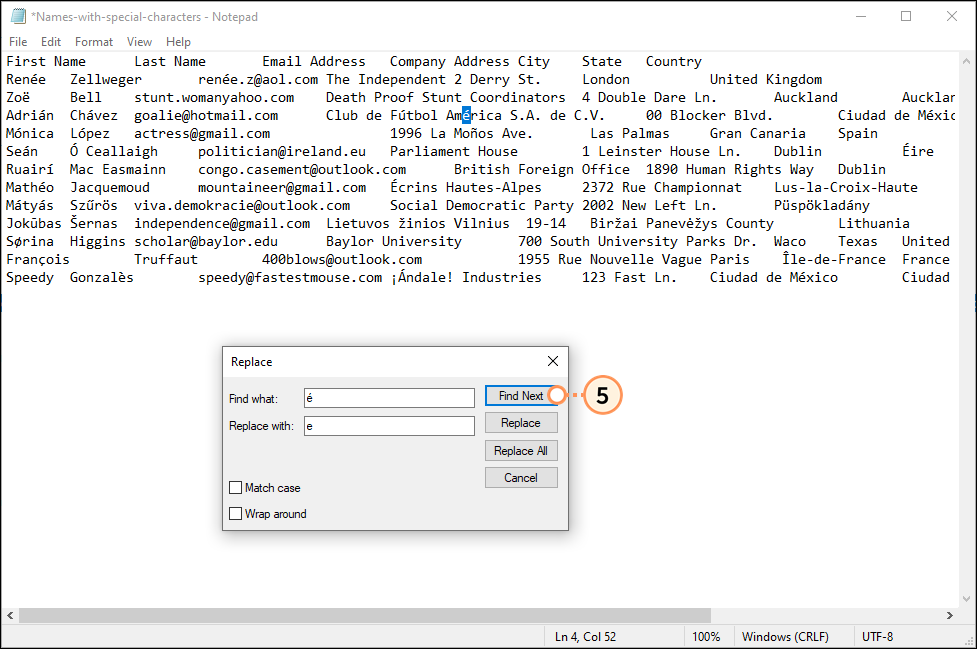 Overlay Notepad Ersetzen und Schaltfläche Nächste suchen