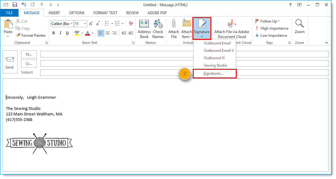 creating a signature in outlook