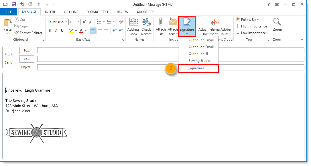 creating a signature in outlook