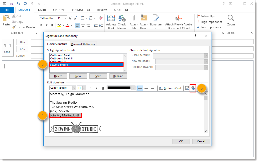 add a signature to email microsoft outlook