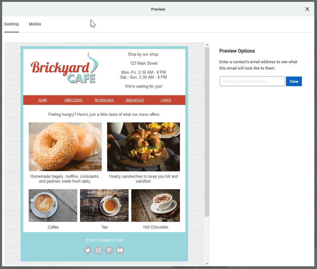 Desktop Preview and Mobile Preview