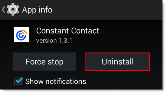 Bouton Uninstall (Désinstaller)