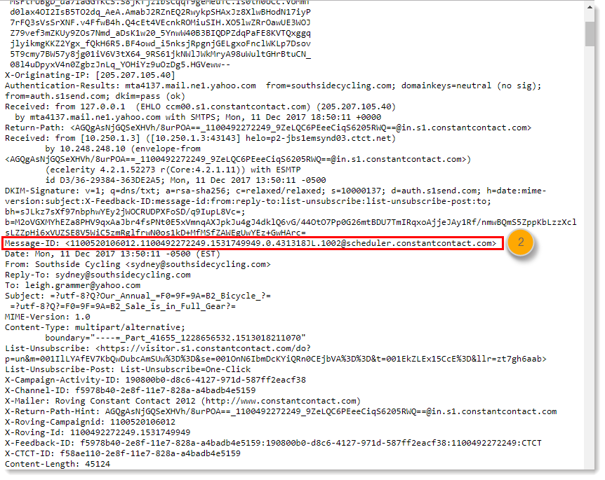 Yahoo Raw Message