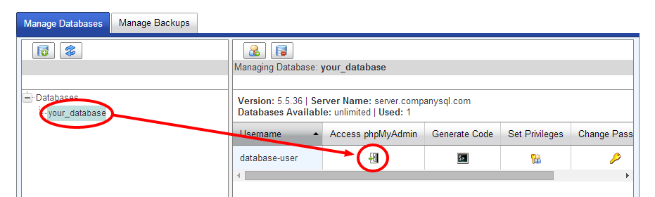 Select a database