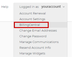 Select the Billing Central option