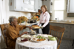 senior and caregiver