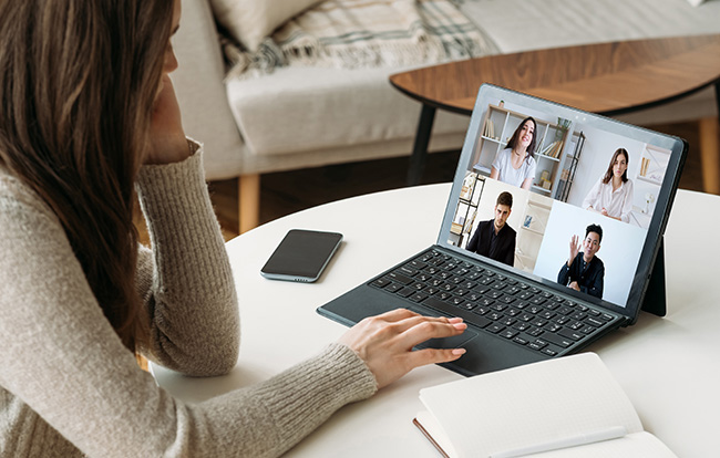 Woman having video call on laptop