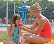 applying sunscreen