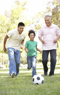playing soccer