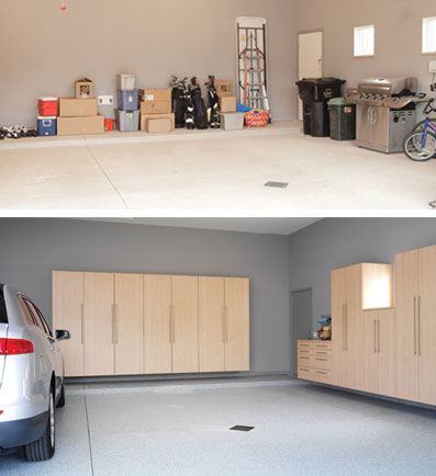 Garage before and after with ORG cabinets