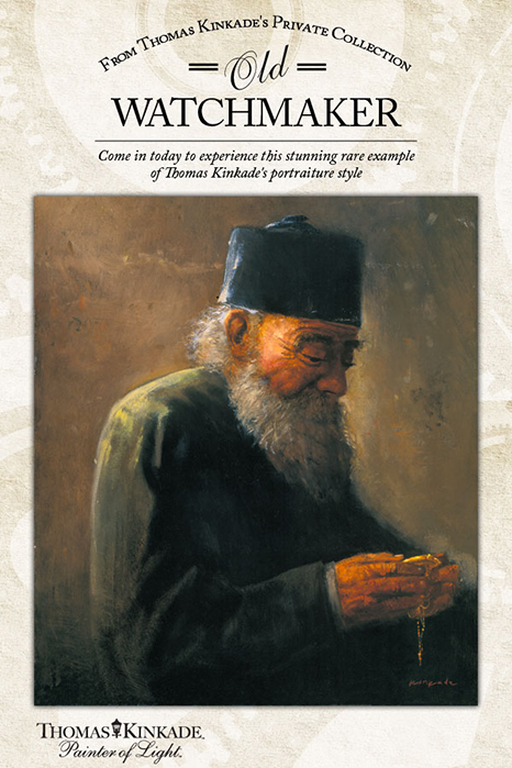 Introducing Old Watchmaker by Thomas Kinkade. Come to the gallery to see this magnificent new piece from his private reserve.  It is truly magnificent.
