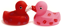 rubber duckies kissing