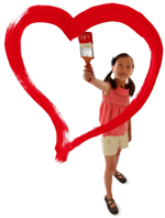 girl painting heart