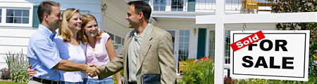 People with for sale sign