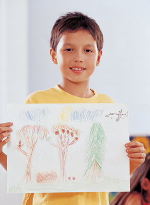 Student holding picture