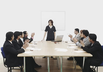 Woman giving presentation