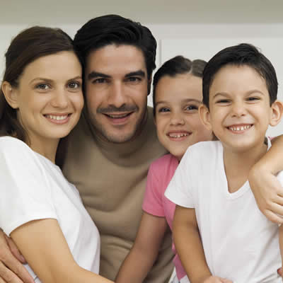 Four members of a family close together.