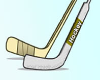 Two hockey stick blades. One says "hockey" on it.