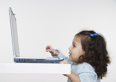 toddler using computer