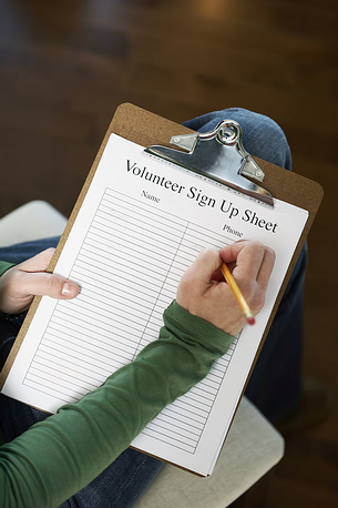 volunteer sign up sheet